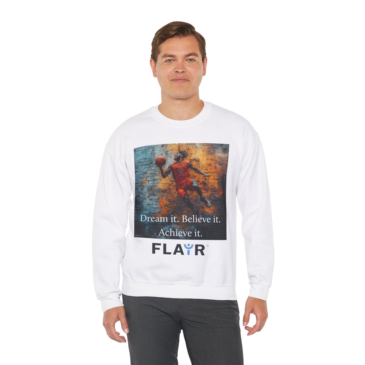 Dream it. Believe it. Achieve it. Unisex Heavy Blend Crewneck Sweatshirt.
