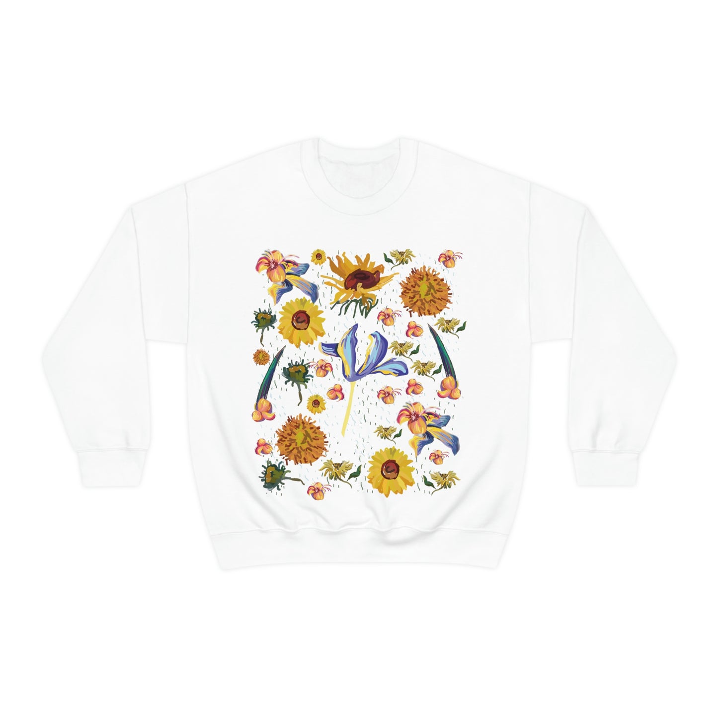 Wildflowers Original Art Inspired by Vincent van Gogh Paintings. Unisex Heavy Blend Crewneck Sweatshirt.