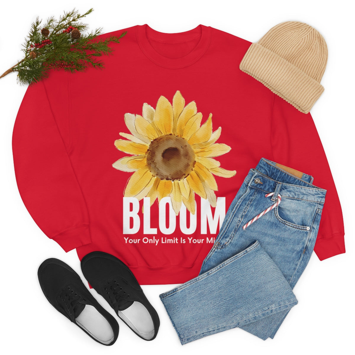Bloom Your Only Limit Is Your Mind. Unisex Heavy Blend Crewneck Sweatshirt.