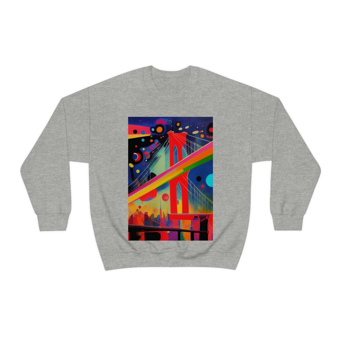 The Brooklyn Bridge, New York City. Cubism Original Art. Unisex Heavy Blend Crewneck Sweatshirt.