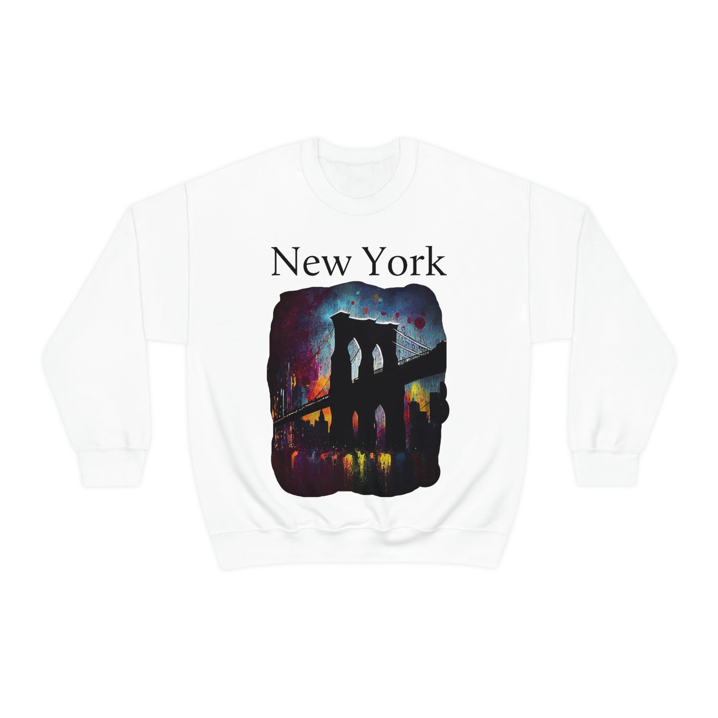 New York City Iconic Brooklyn Bridge Original Art. Unisex Heavy Blend Crewneck Sweatshirt.