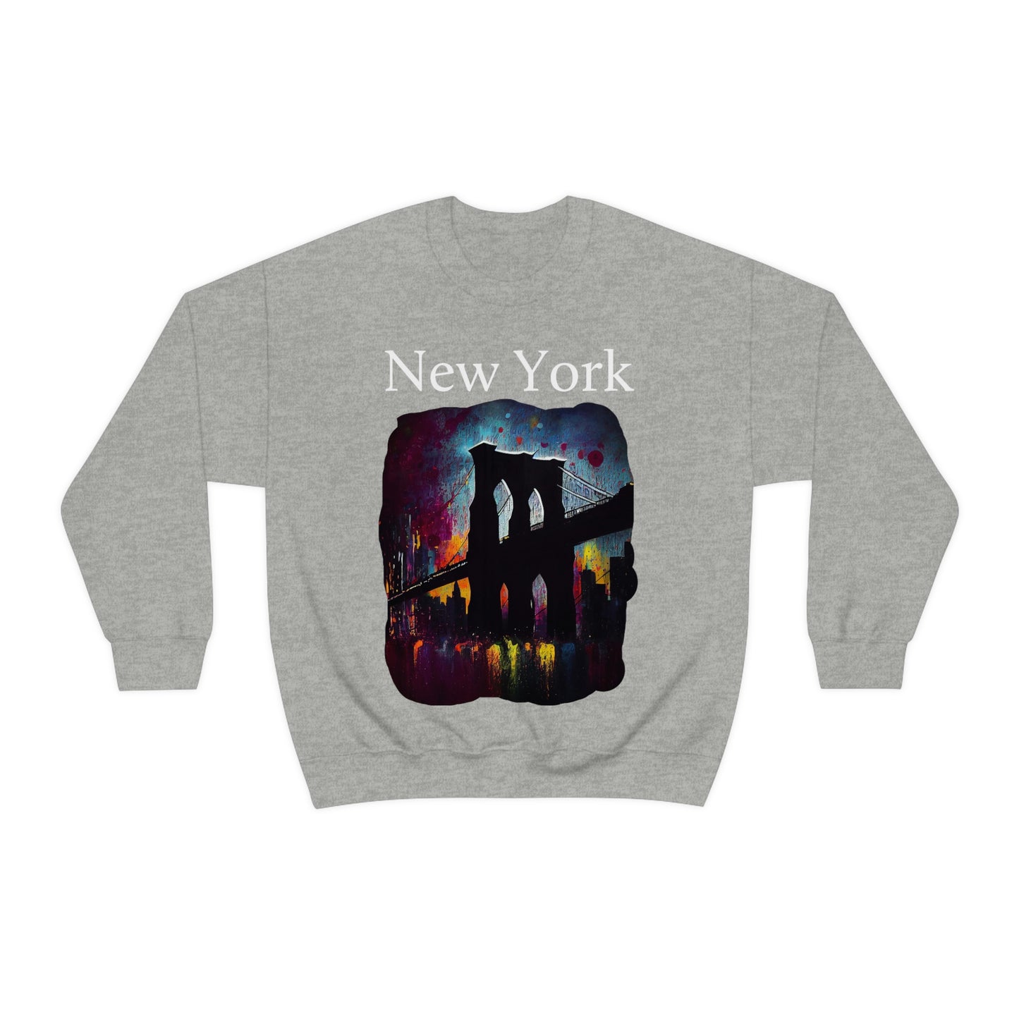 New York City Iconic Brooklyn Bridge Original Art. Unisex Heavy Blend Crewneck Sweatshirt.