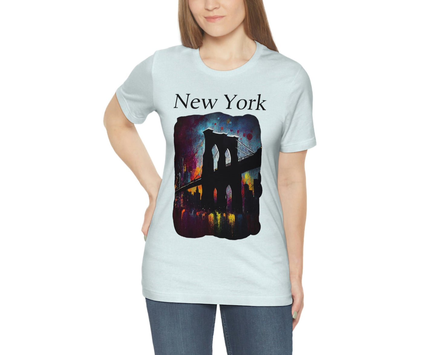 New York Iconic Brooklyn Bridge Original Art. Unisex Jersey Short Sleeve Tee.
