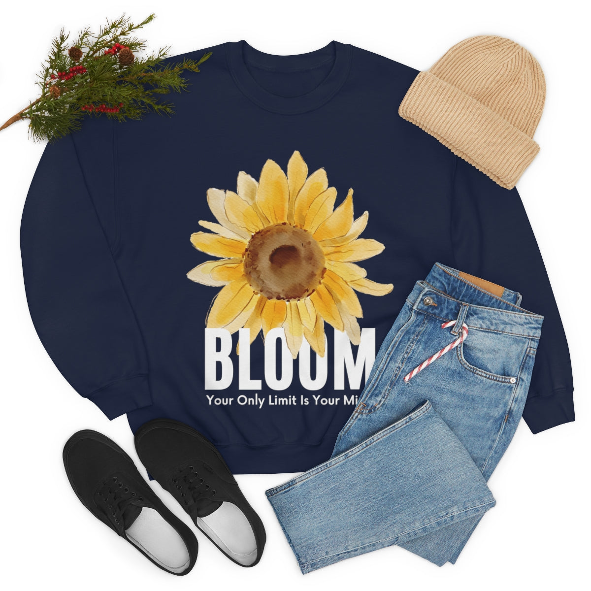 Bloom Your Only Limit Is Your Mind. Unisex Heavy Blend Crewneck Sweatshirt.