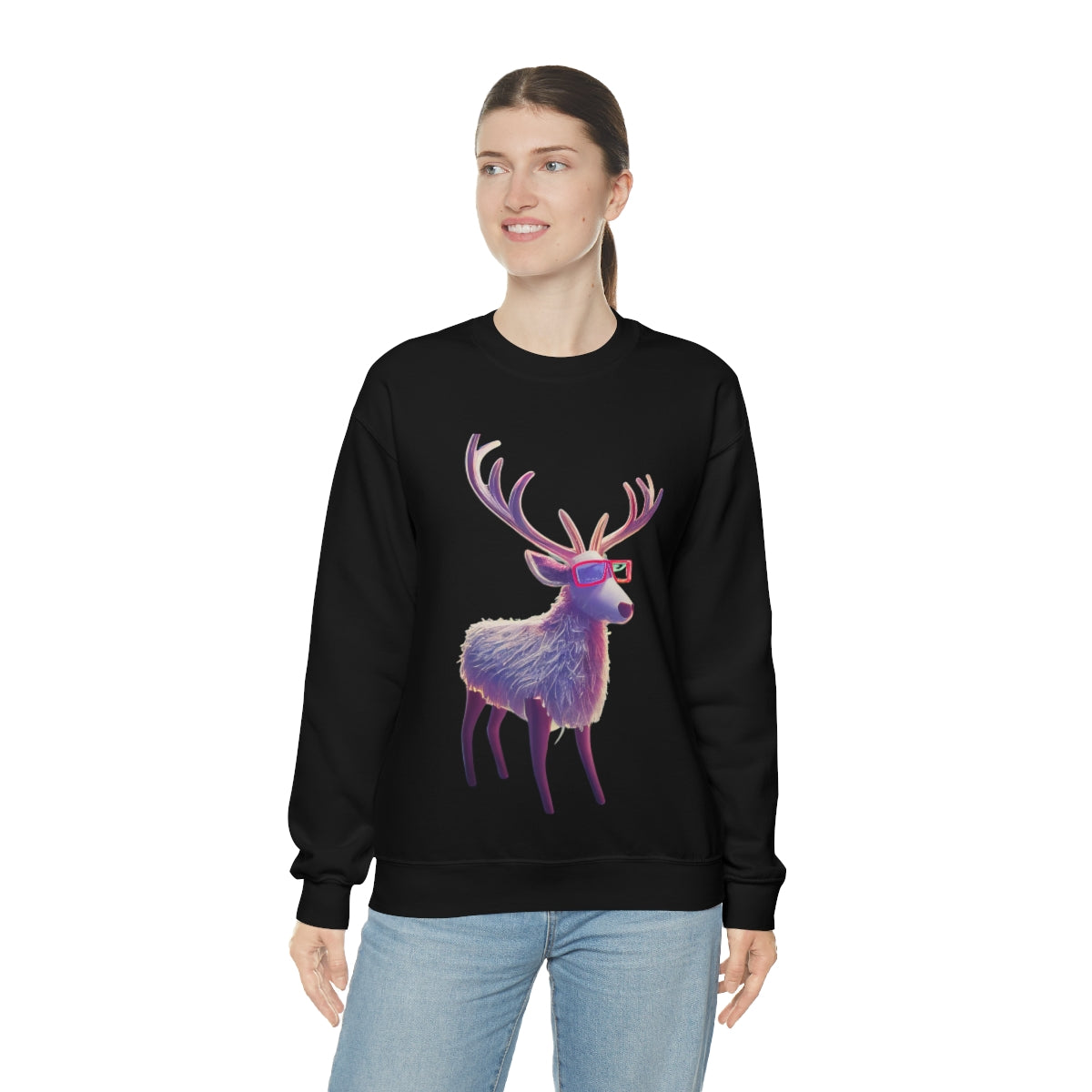 Reindeer In Style. Original Art. Unisex Heavy Blend Crewneck Sweatshirt.