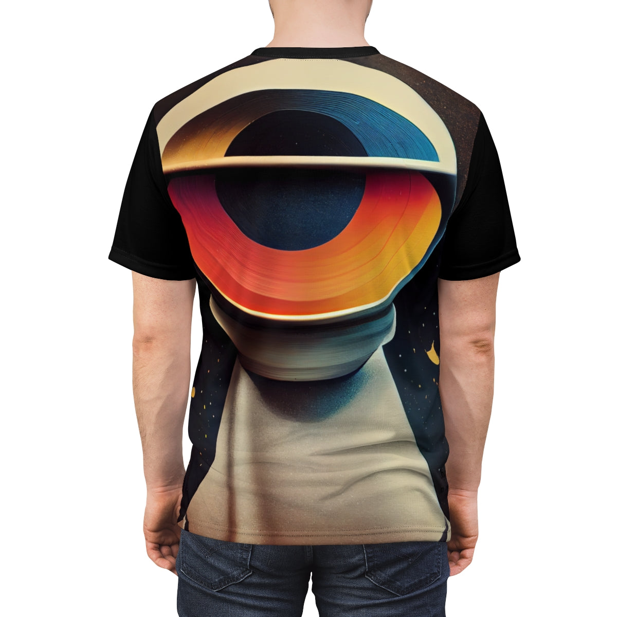 Futuristic Space Music Studio. Original Artwork. Unisex AOP Cut & Sew Tee.
