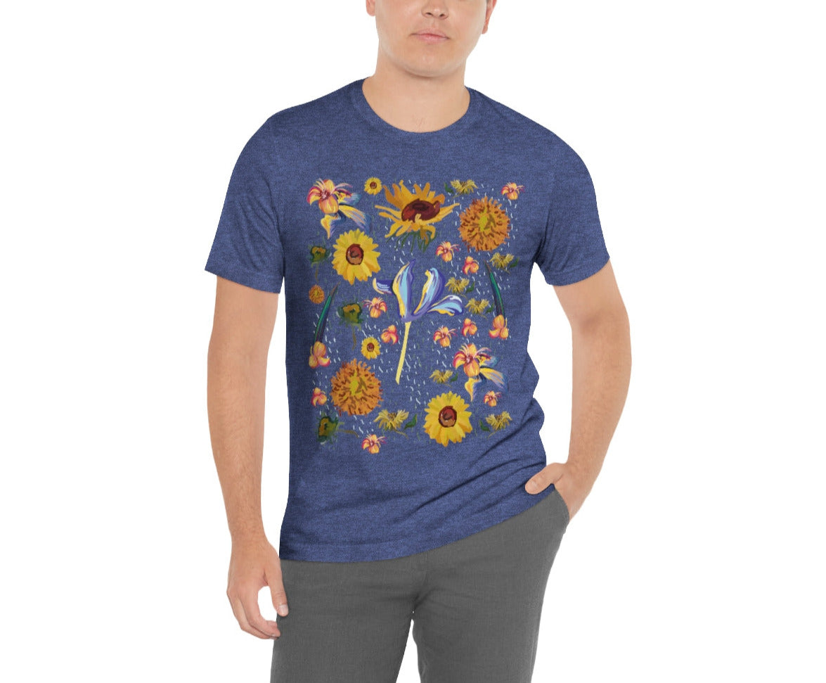 Wildflowers Original Art Inspired by Vincent van Gogh Paintings. Unisex Jersey Short Sleeve Tee.