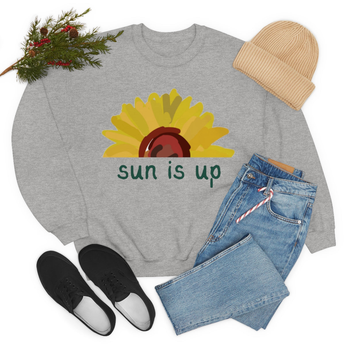 Sun Is Up. Unisex Heavy Blend Crewneck Sweatshirt.