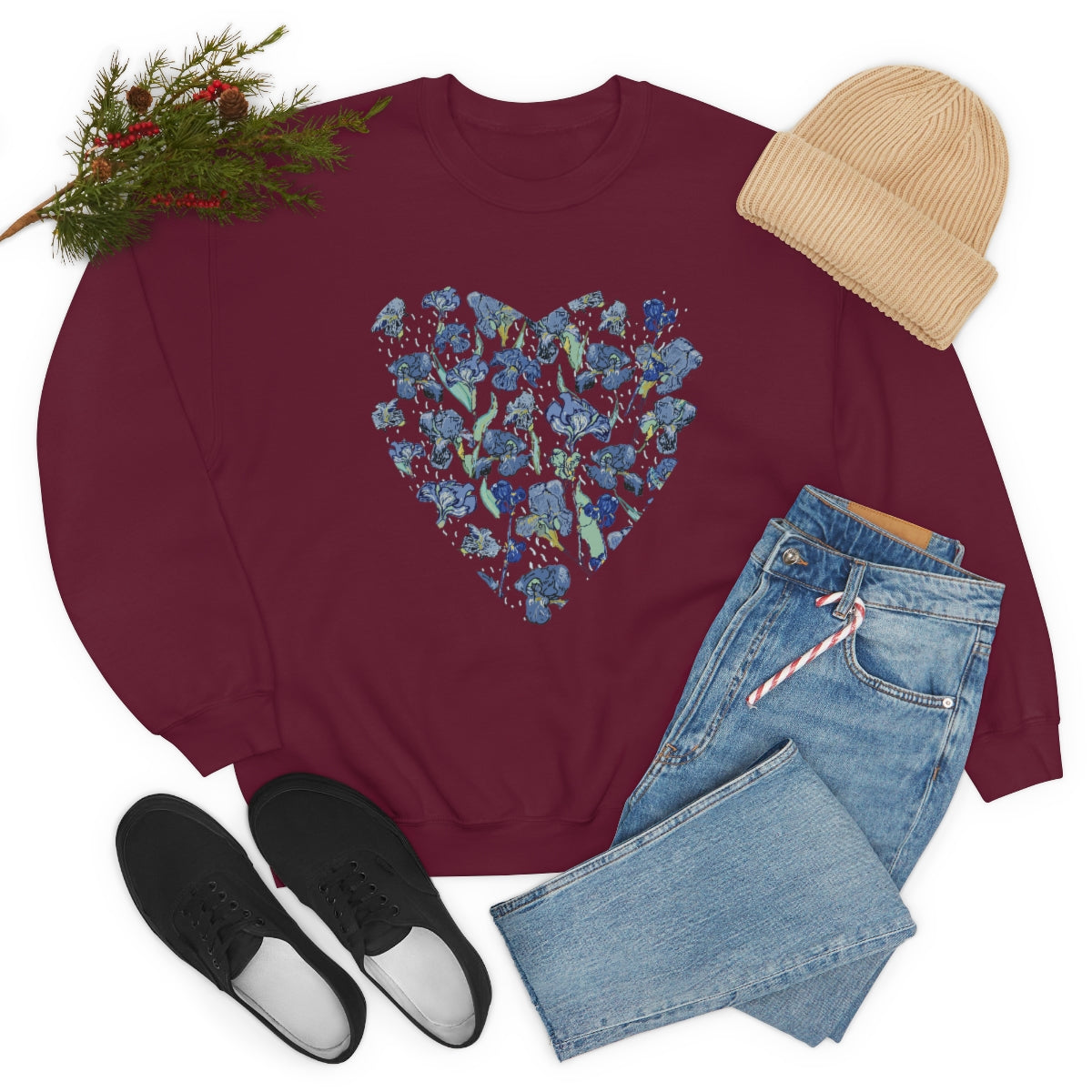 Blue Wildflowers. Unisex Heavy Blend Crewneck Sweatshirt.