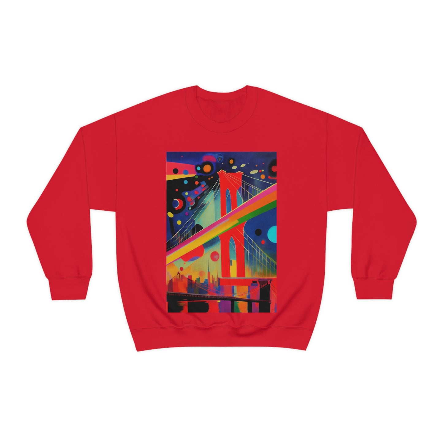 The Brooklyn Bridge, New York City. Cubism Original Art. Unisex Heavy Blend Crewneck Sweatshirt.