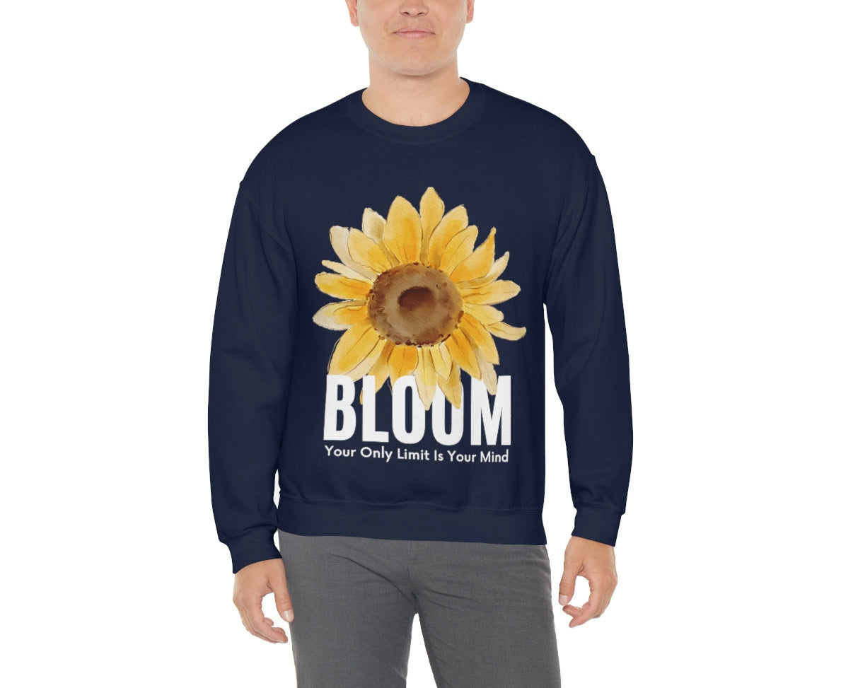 Bloom Your Only Limit Is Your Mind. Unisex Heavy Blend Crewneck Sweatshirt.