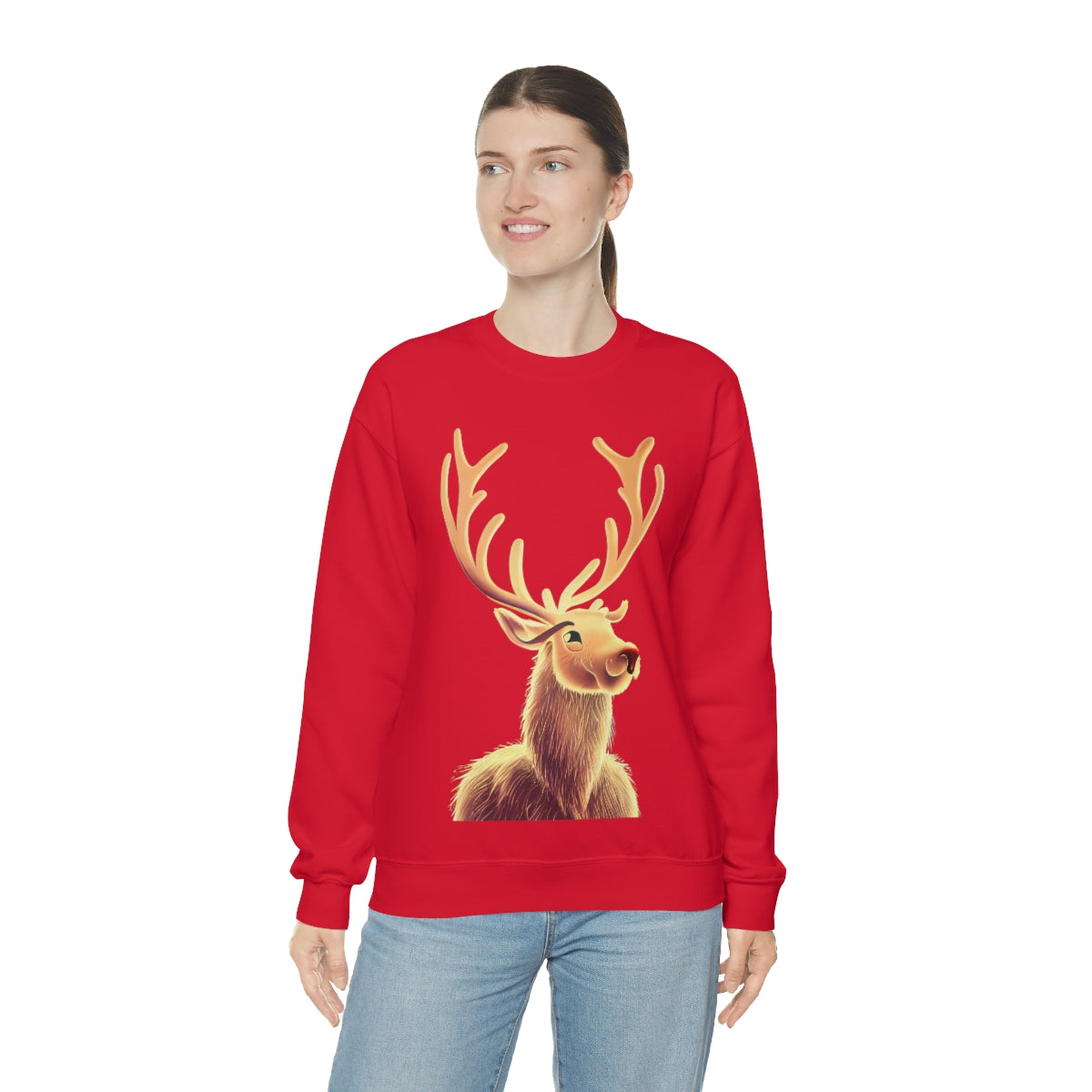 Reindeer Christmas Original Art. Unisex Heavy Blend Crewneck Sweatshirt.