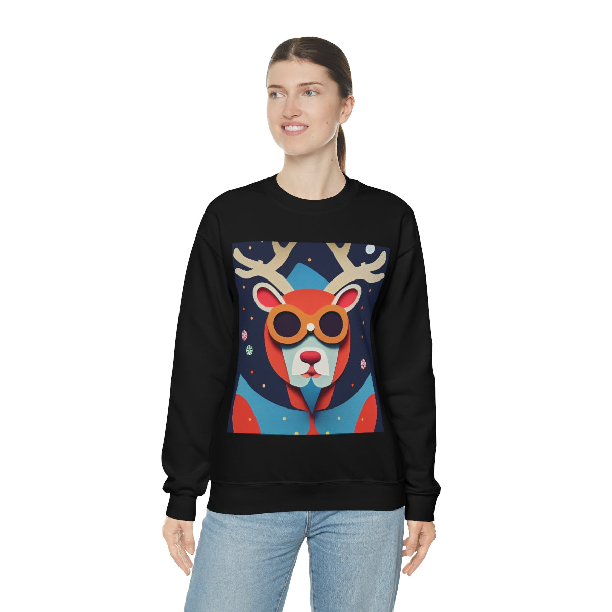 Explorer Reindeer Original Art. Unisex Heavy Blend Crewneck Sweatshirt.