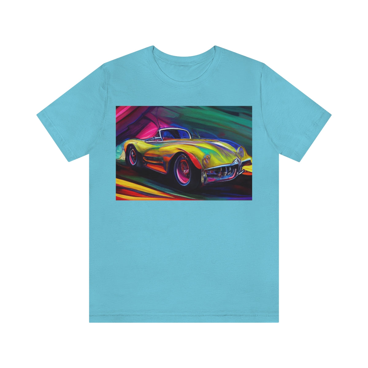 Rushing Vintage Car. Original Art. Unisex Jersey Short Sleeve Tee.