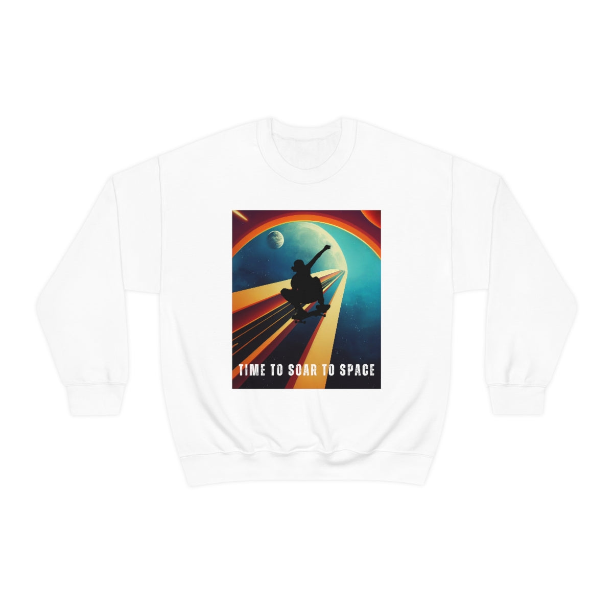 Time To Soar To Space - Skateboard Retro Design And Original Art. Unisex Heavy Blend Crewneck Sweatshirt.