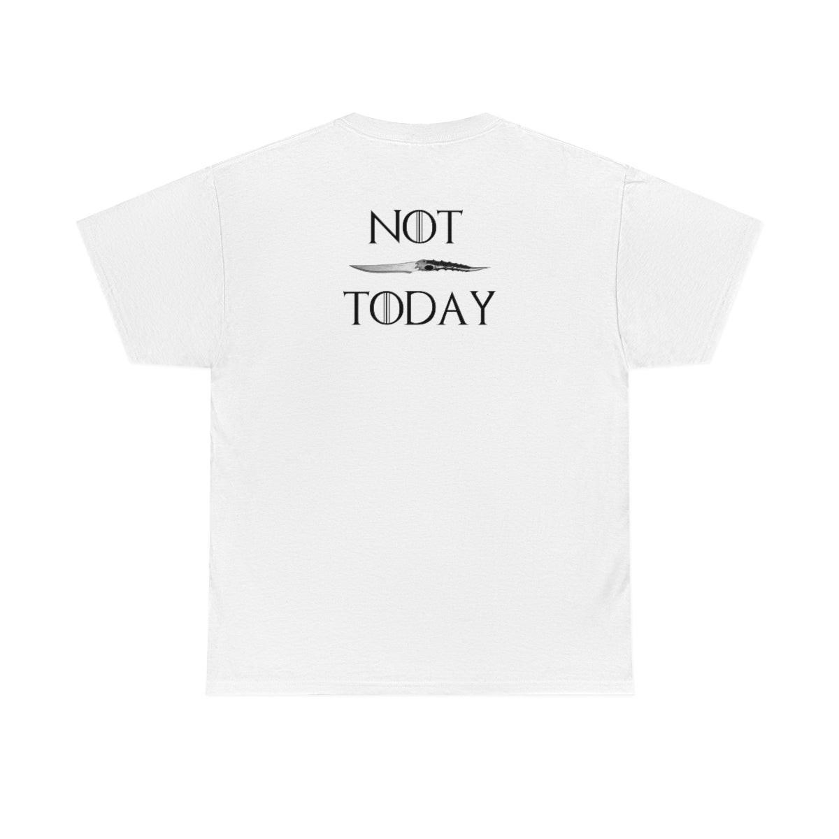 Starry Night Van Gogh and GoT Original Art. Night King Final Battle with Not Today Inscribed In The Back. Unisex Heavy Cotton Tee.