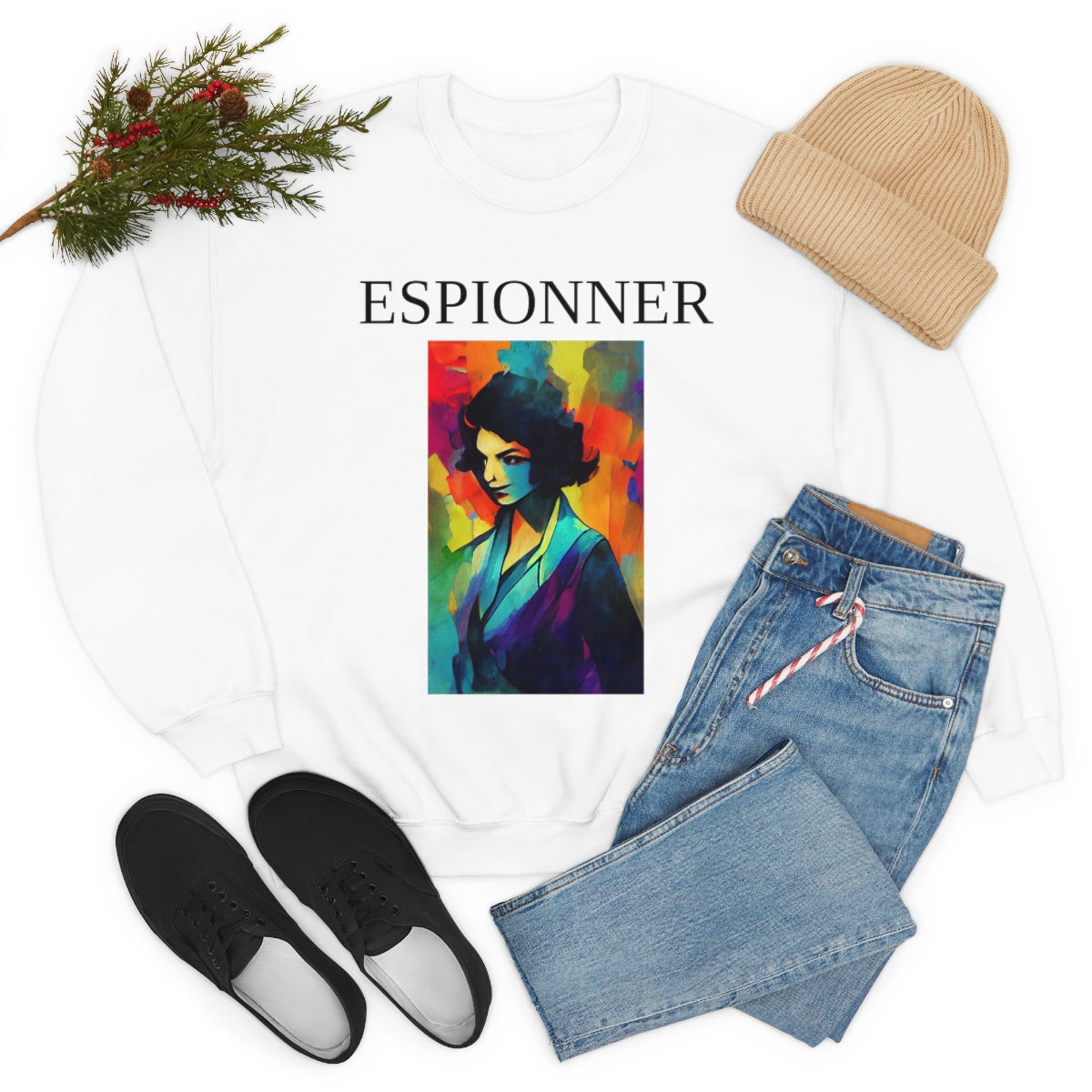 The Spy - Original Art Remembering The Most Famous Woman Spy in WW2. Unisex Heavy Blend Crewneck Sweatshirt.