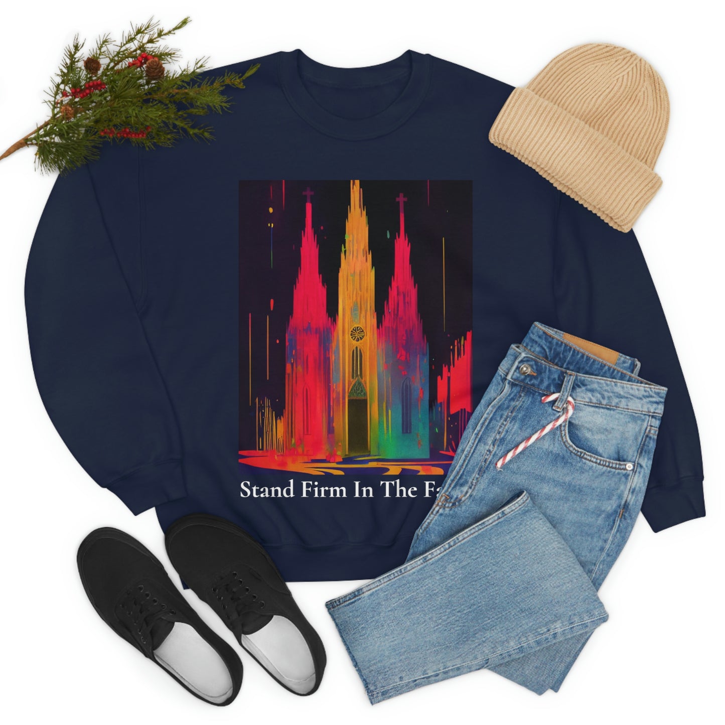 Stand Firm In The Faith. Original Art. Unisex Heavy Blend Crewneck Sweatshirt.