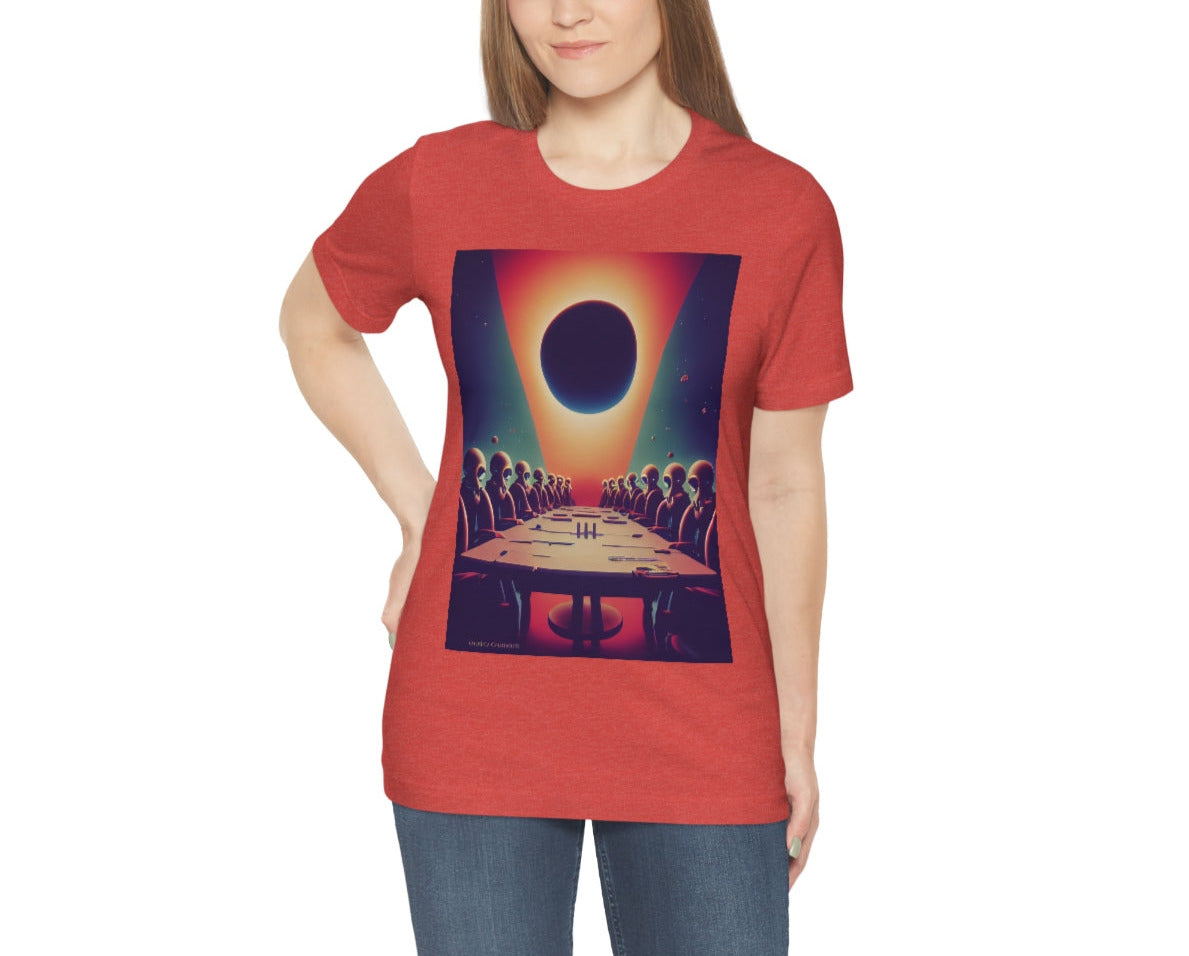 Alien’s World domination meeting. Original Art. Unisex Jersey Short Sleeve Tee.