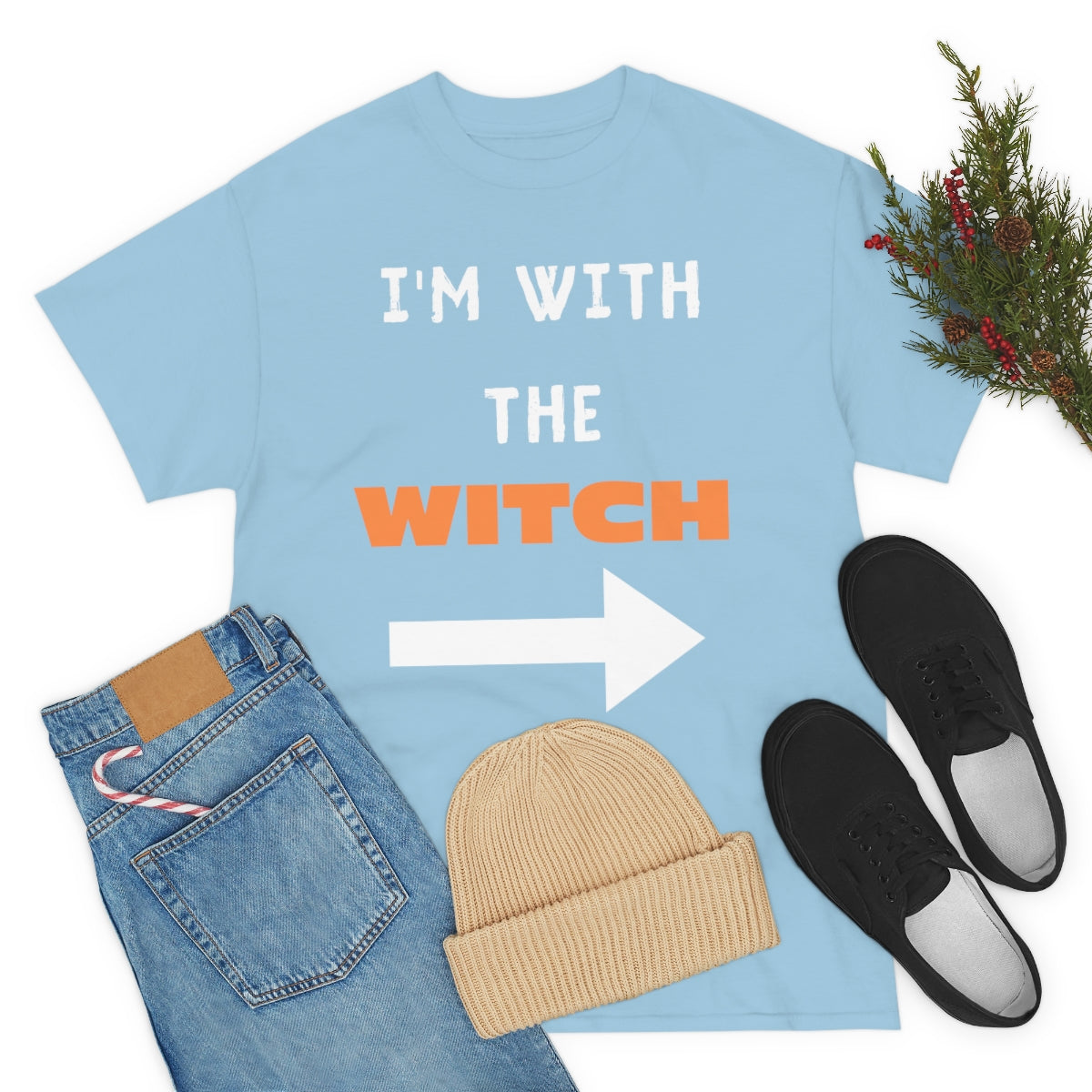 I'm With The Witch. Unisex Heavy Cotton Tee.
