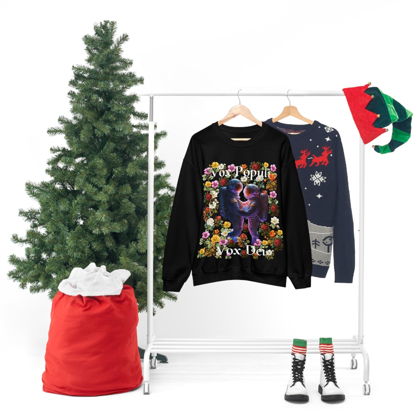 Flowers in Zero-G: A Cosmic Love Story. Original Art. Unisex Heavy Blend Crewneck Sweatshirt.