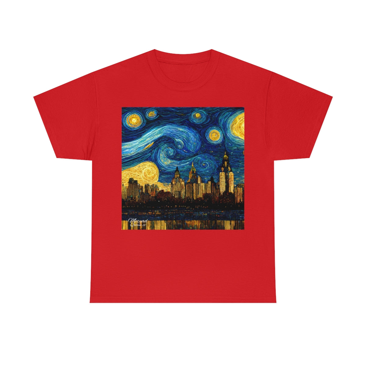 New York City and the Hudson River. Original Art. Unisex Heavy Cotton Tee.