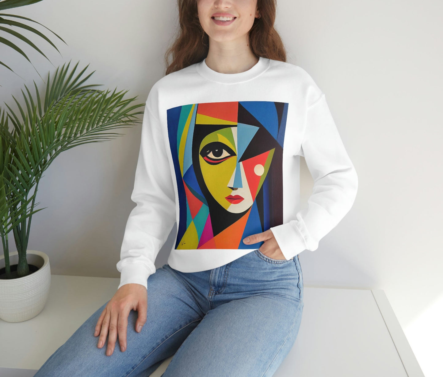 Alexandria A Cubism Original Art. Unisex Heavy Blend Crewneck Sweatshirt.