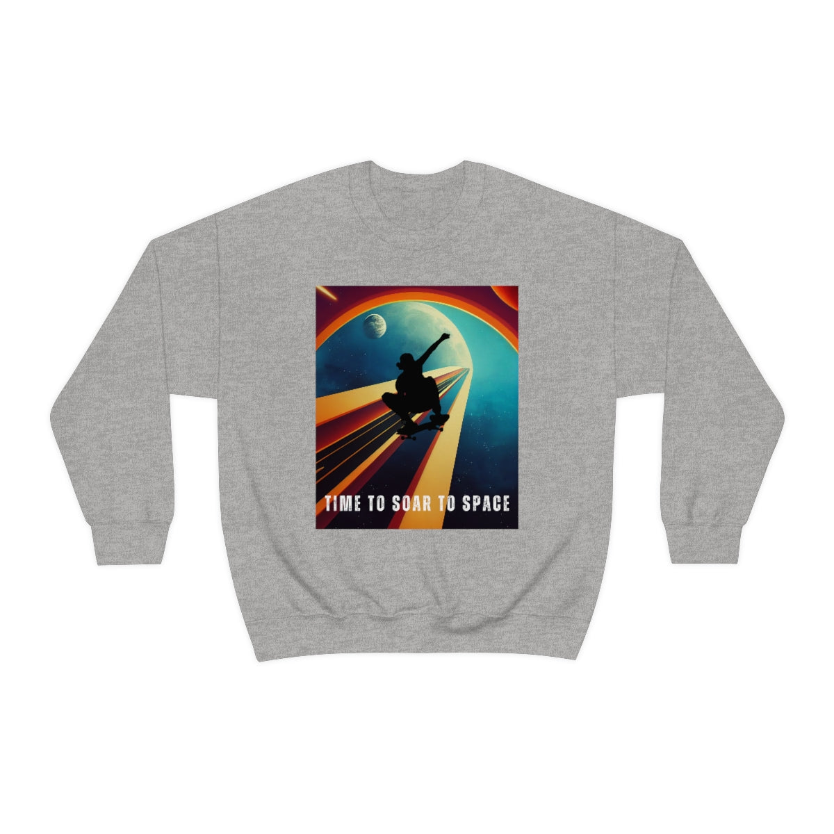 Time To Soar To Space - Skateboard Retro Design And Original Art. Unisex Heavy Blend Crewneck Sweatshirt.