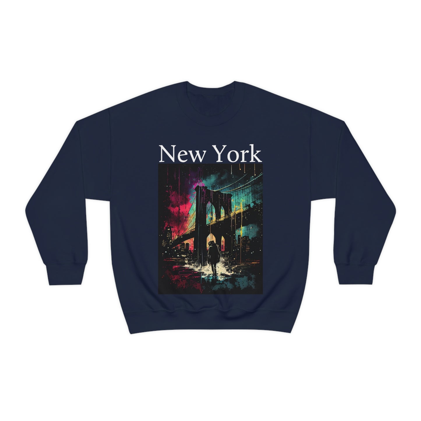 Only New Yorkers Know The Magic Of The Brooklyn Bridge. Original Art. Unisex Heavy Blend Crewneck Sweatshirt.
