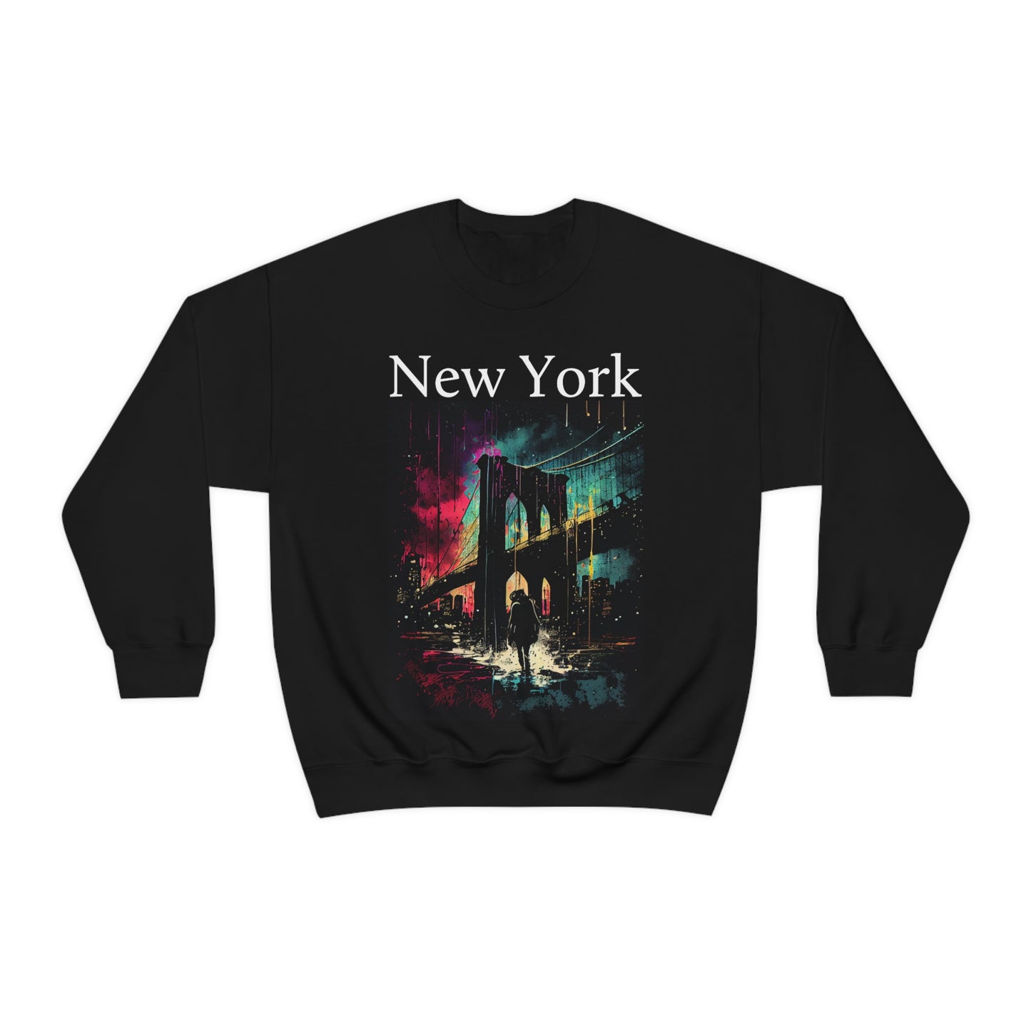 Only New Yorkers Know The Magic Of The Brooklyn Bridge. Original Art. Unisex Heavy Blend Crewneck Sweatshirt.