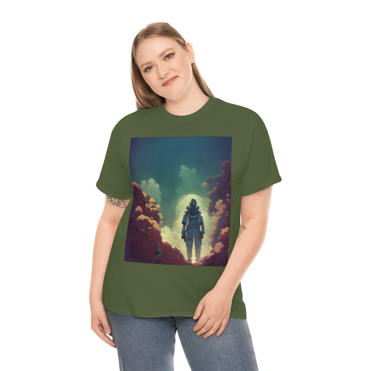 Astronaut Lost in Space. Original Artwork. Unisex Heavy Cotton Tee.