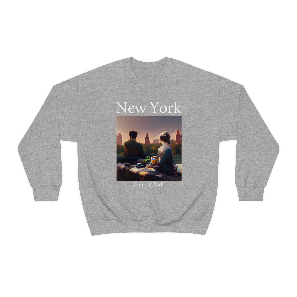 Coffee At Central Park In New York City - Original Art. Unisex Heavy Blend Crewneck Sweatshirt.