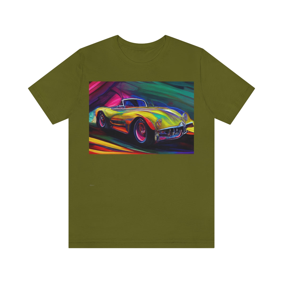 Rushing Vintage Car. Original Art. Unisex Jersey Short Sleeve Tee.
