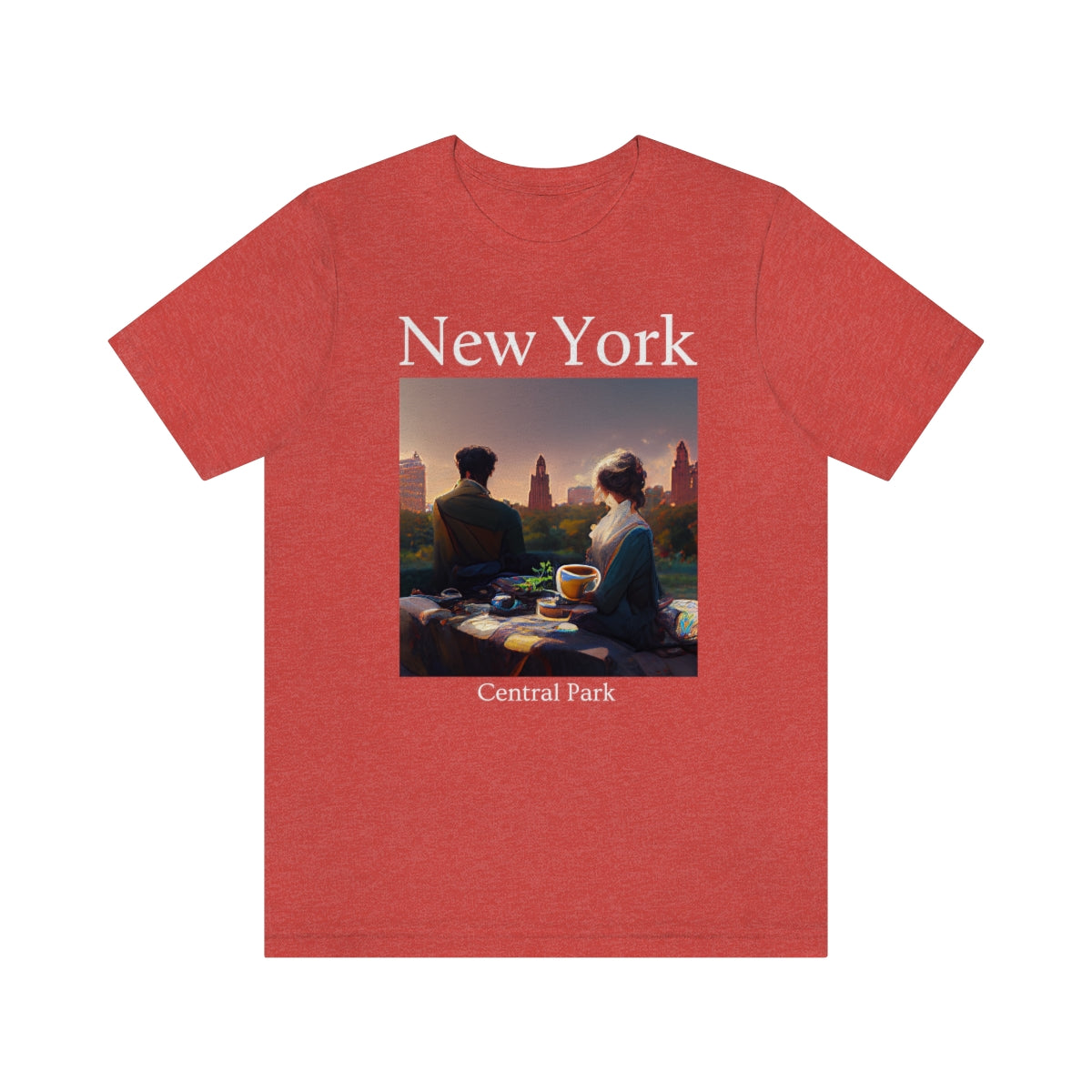 Coffee At Central Park In New York City - Original Art. Unisex Jersey Short Sleeve Tee.