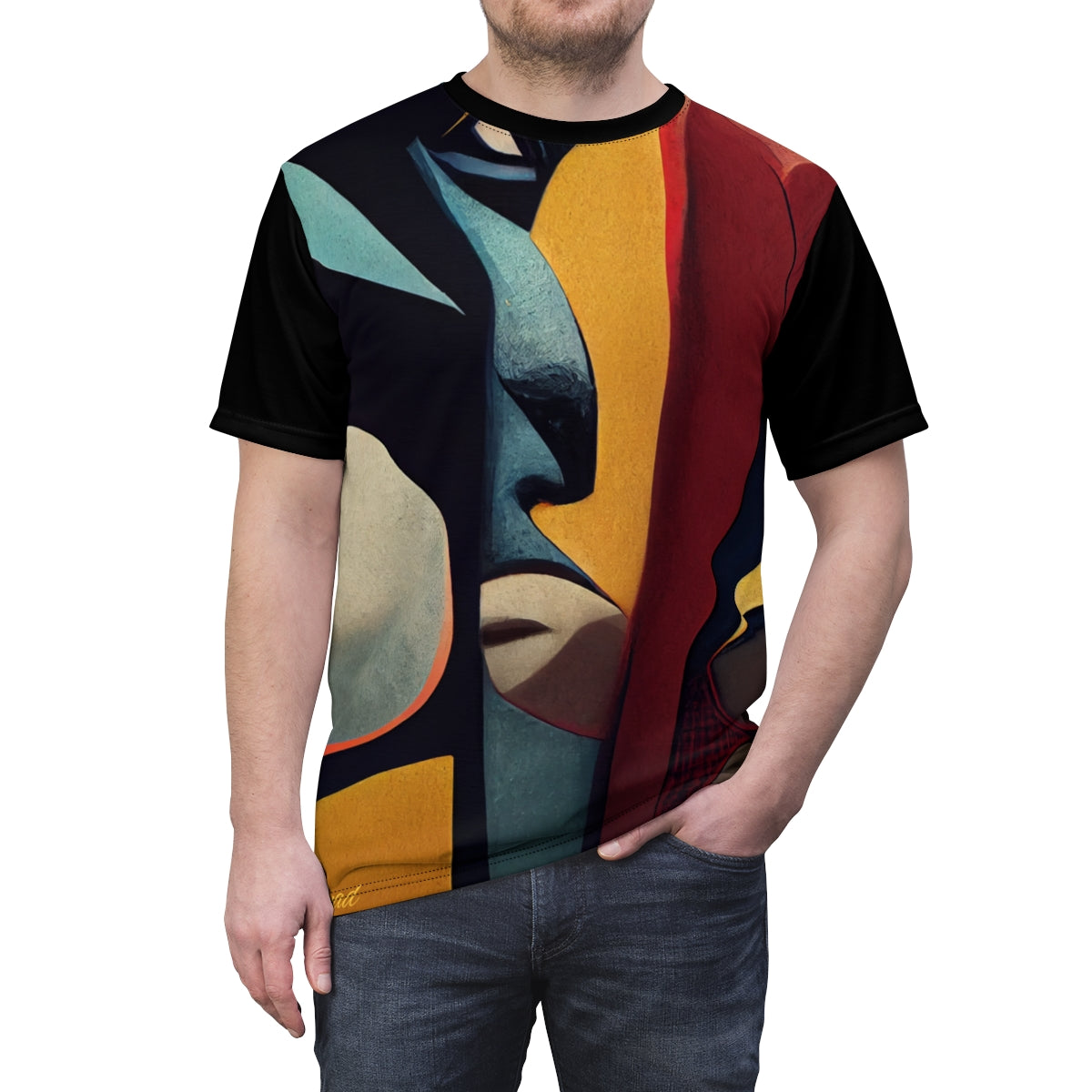 Good Vs. Evil. Original Artwork. Unisex AOP Cut & Sew Tee.