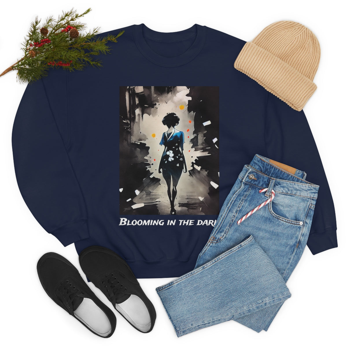 Blooming In The Dark - Original Art. Unisex Heavy Blend Crewneck Sweatshirt.