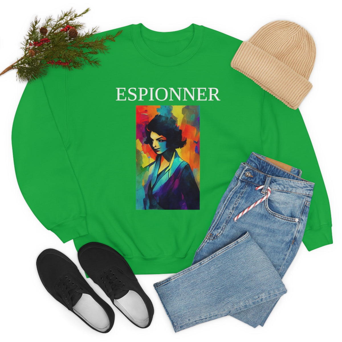 The Spy - Original Art Remembering The Most Famous Woman Spy in WW2. Unisex Heavy Blend Crewneck Sweatshirt.