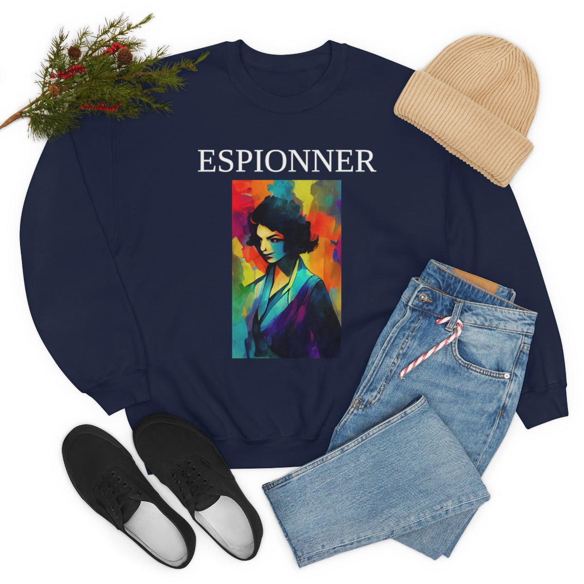 The Spy - Original Art Remembering The Most Famous Woman Spy in WW2. Unisex Heavy Blend Crewneck Sweatshirt.