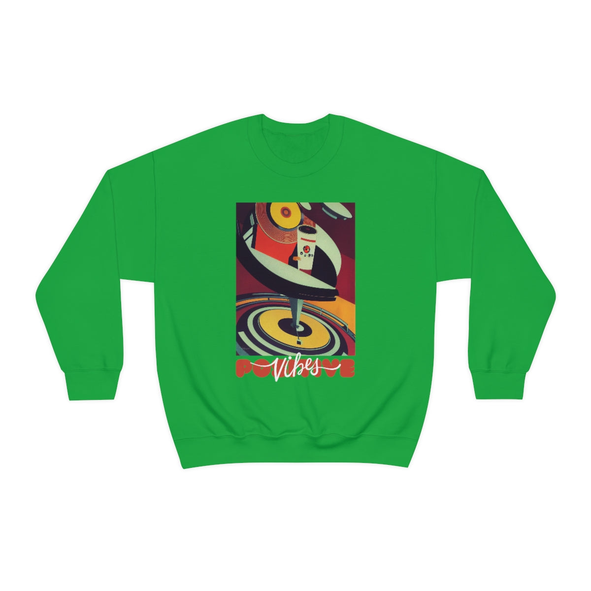 Positive Vibes - Retro Vinyl Music Records Original Art. Unisex Heavy Blend Crewneck Sweatshirt.