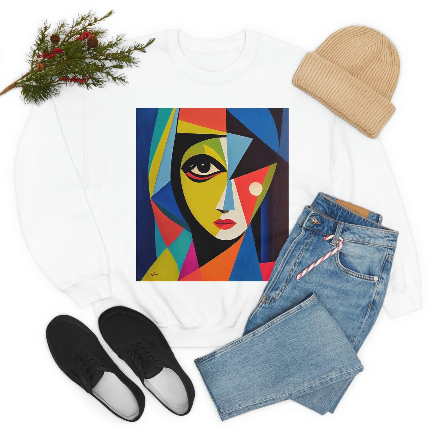 Alexandria A Cubism Original Art. Unisex Heavy Blend Crewneck Sweatshirt.