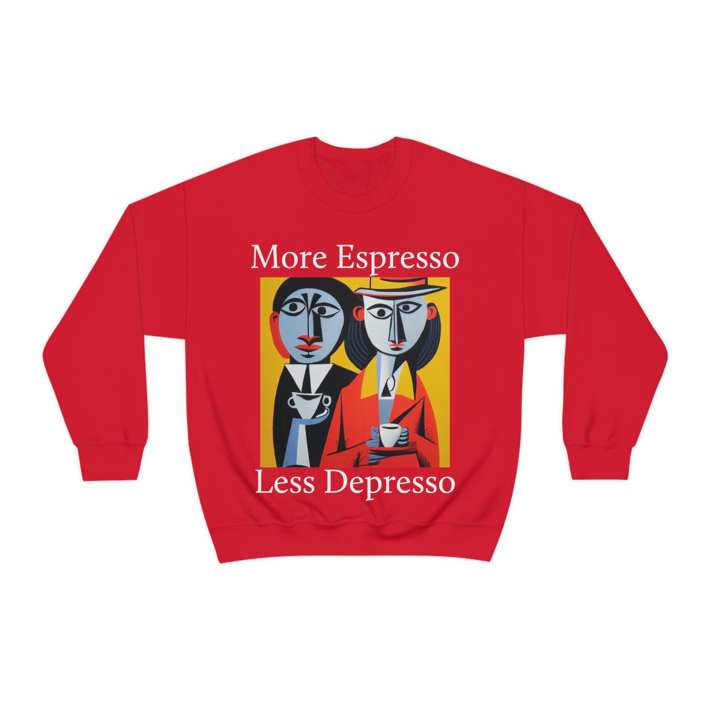 A Cup Of Coffee Can Solve Anything. Original Art. Unisex Heavy Blend Crewneck Sweatshirt.