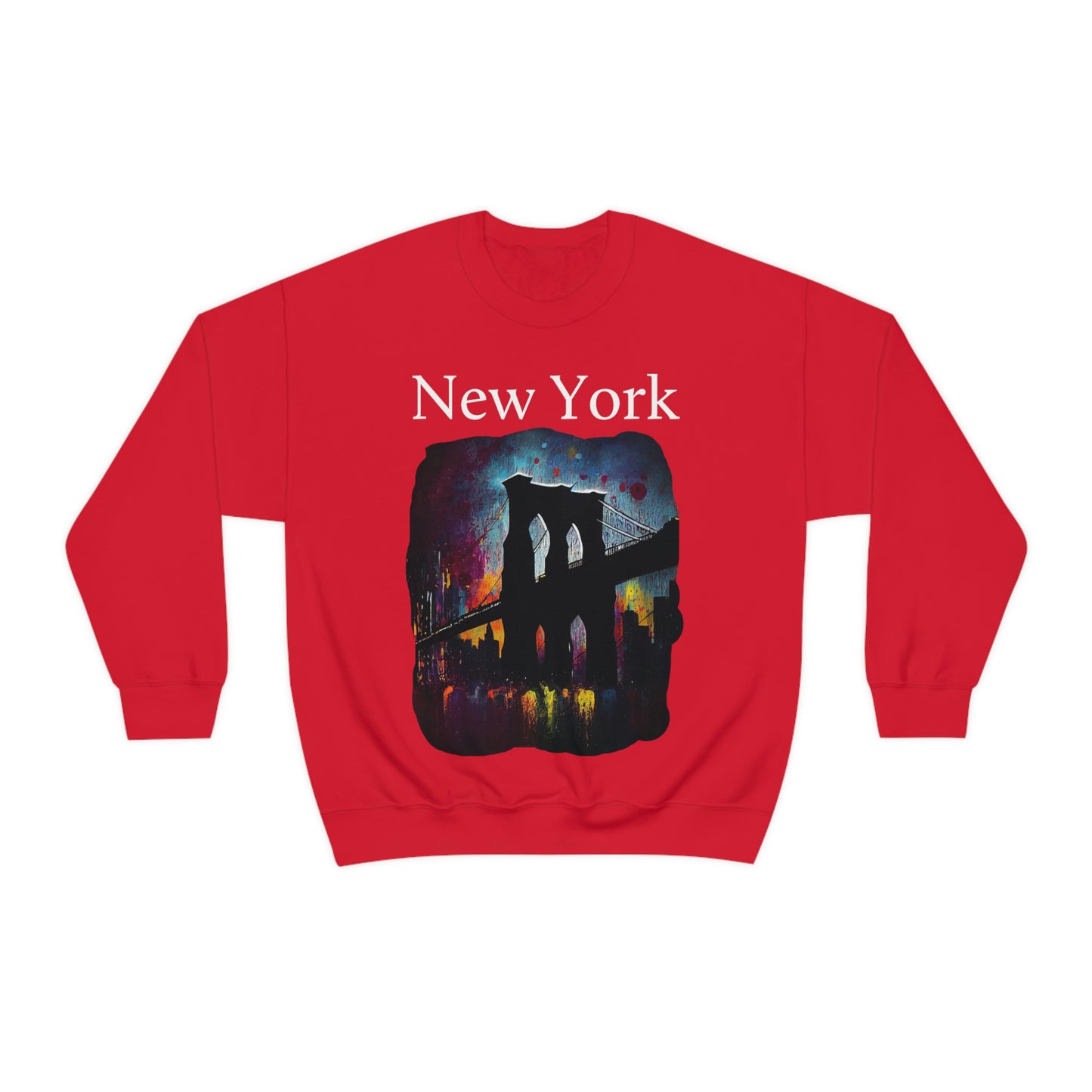 New York City Iconic Brooklyn Bridge Original Art. Unisex Heavy Blend Crewneck Sweatshirt.