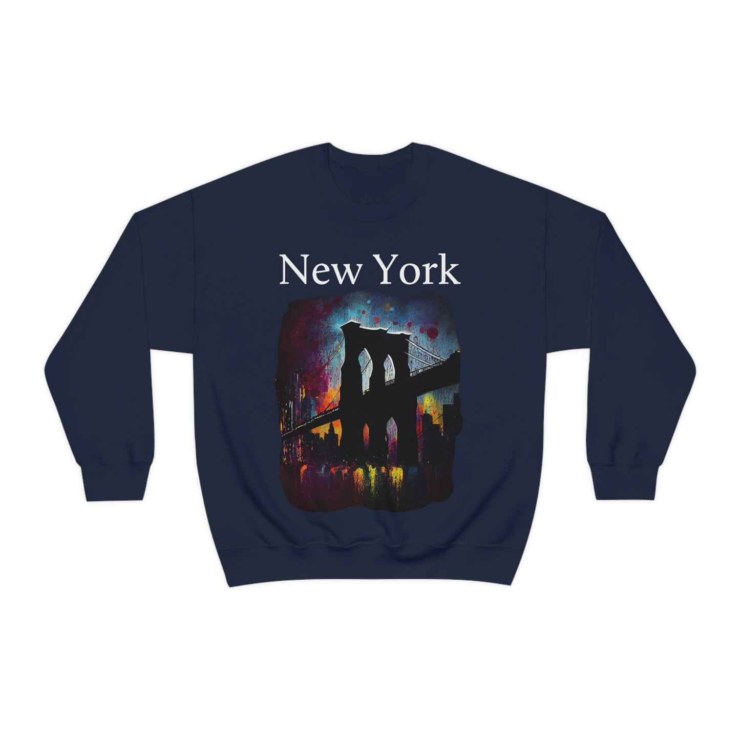New York City Iconic Brooklyn Bridge Original Art. Unisex Heavy Blend Crewneck Sweatshirt.