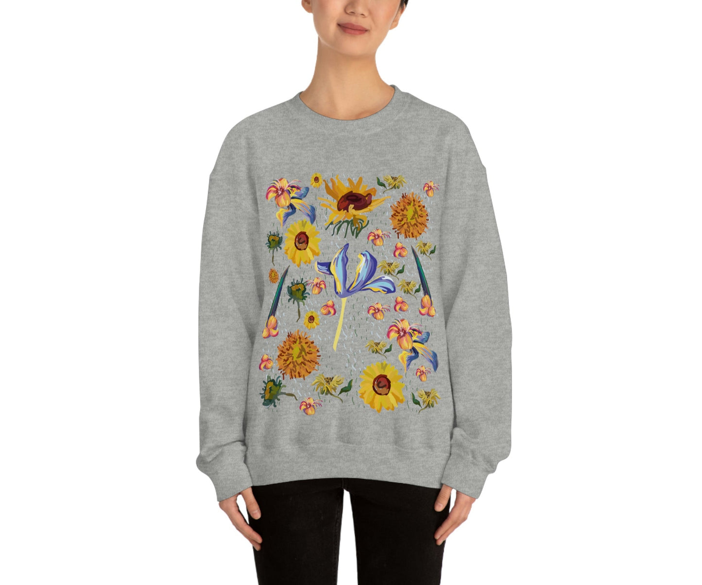 Wildflowers Original Art Inspired by Vincent van Gogh Paintings. Unisex Heavy Blend Crewneck Sweatshirt.
