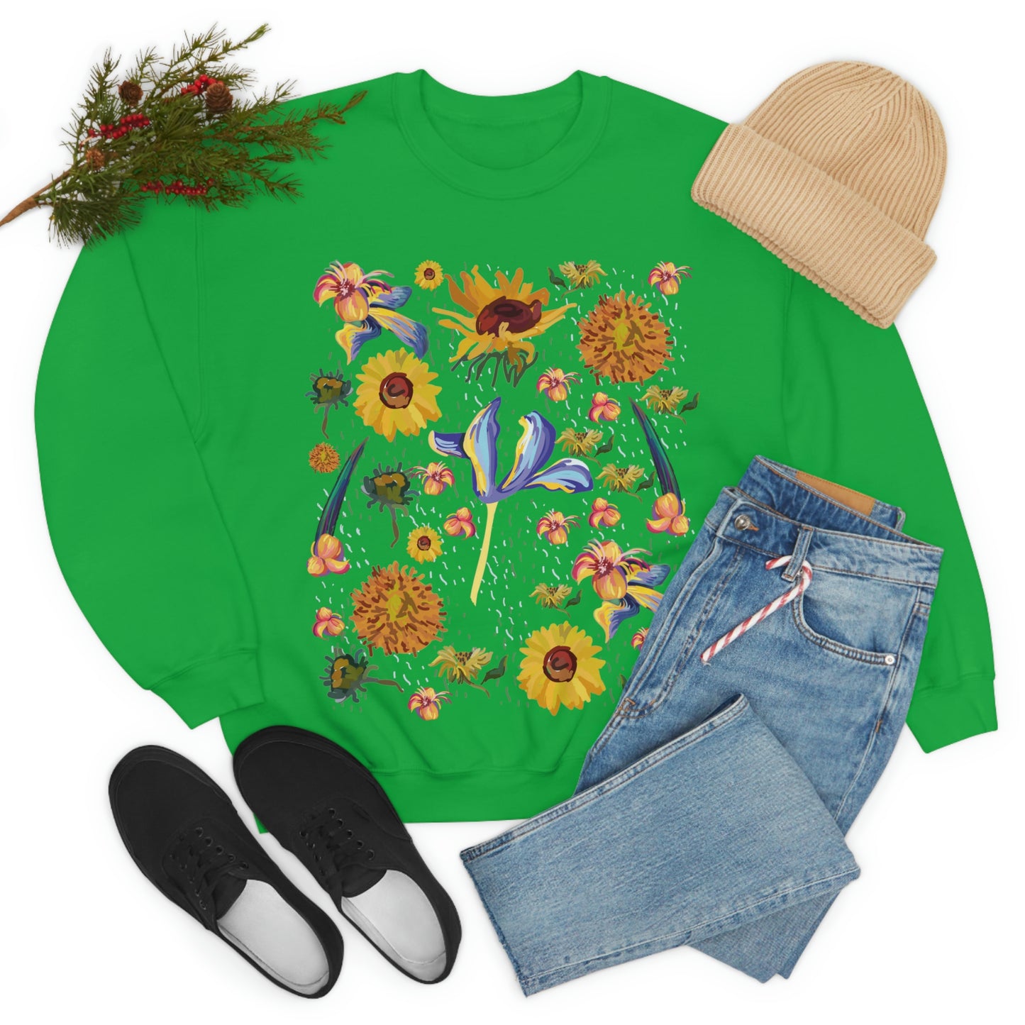 Wildflowers Original Art Inspired by Vincent van Gogh Paintings. Unisex Heavy Blend Crewneck Sweatshirt.
