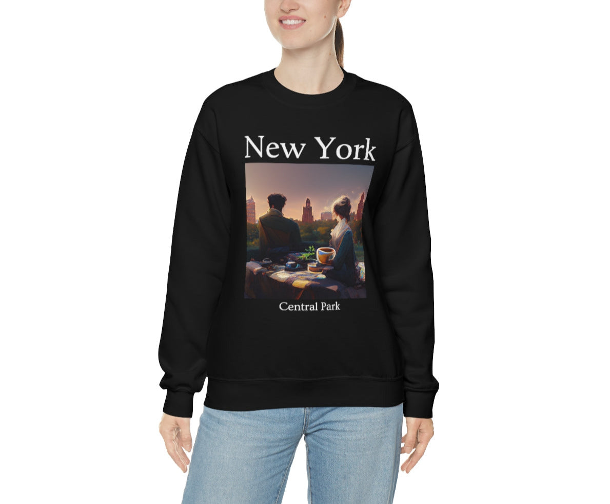 Coffee At Central Park In New York City - Original Art. Unisex Heavy Blend Crewneck Sweatshirt.