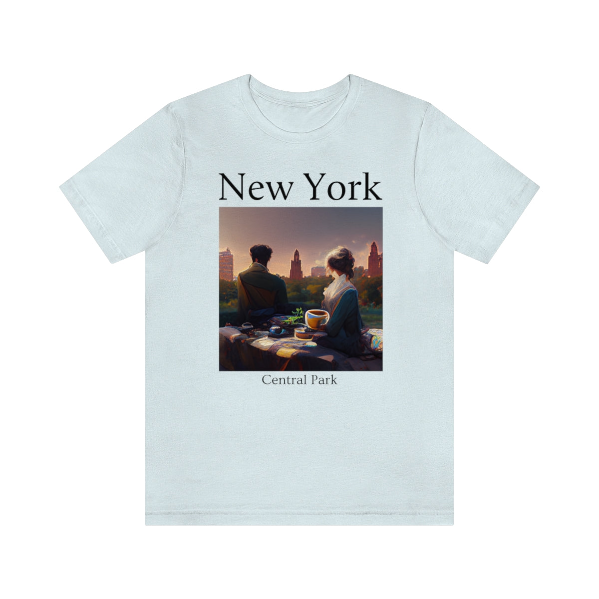 Coffee At Central Park In New York City - Original Art. Unisex Jersey Short Sleeve Tee.