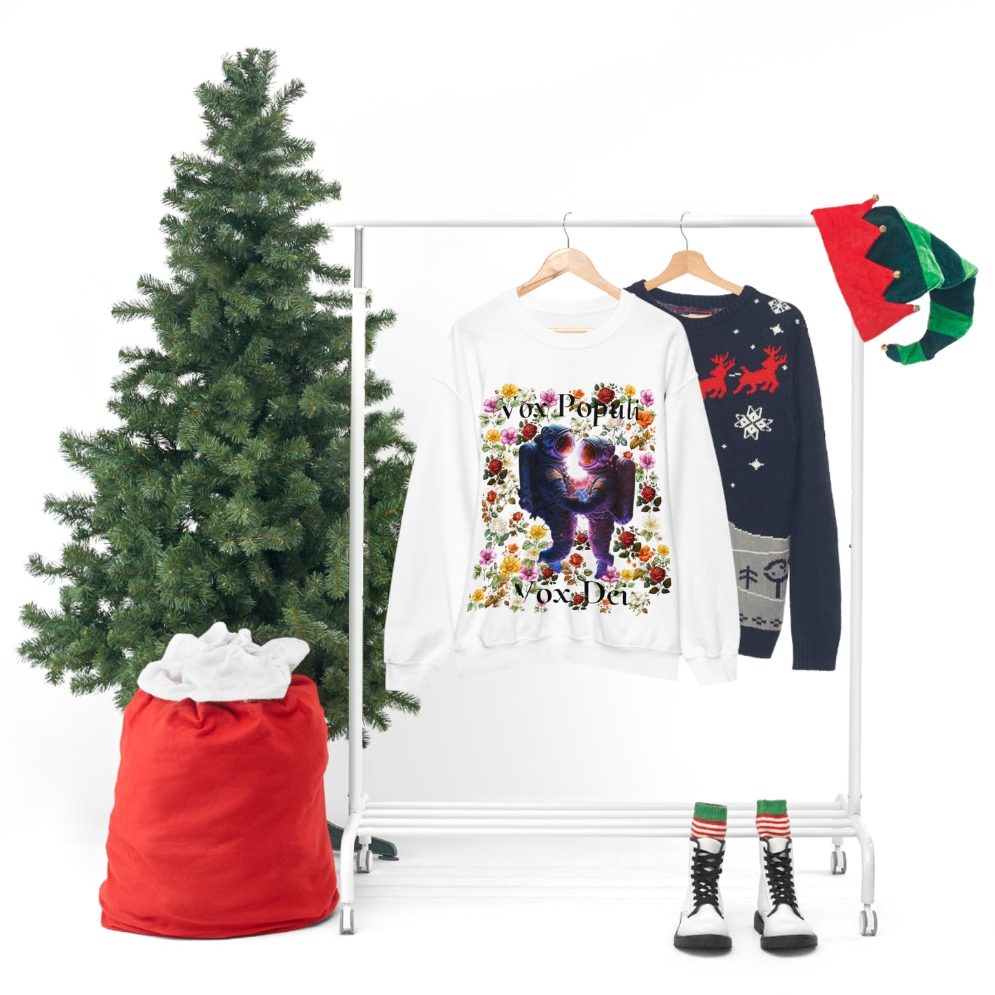 Flowers in Zero-G: A Cosmic Love Story. Original Art. Unisex Heavy Blend Crewneck Sweatshirt.