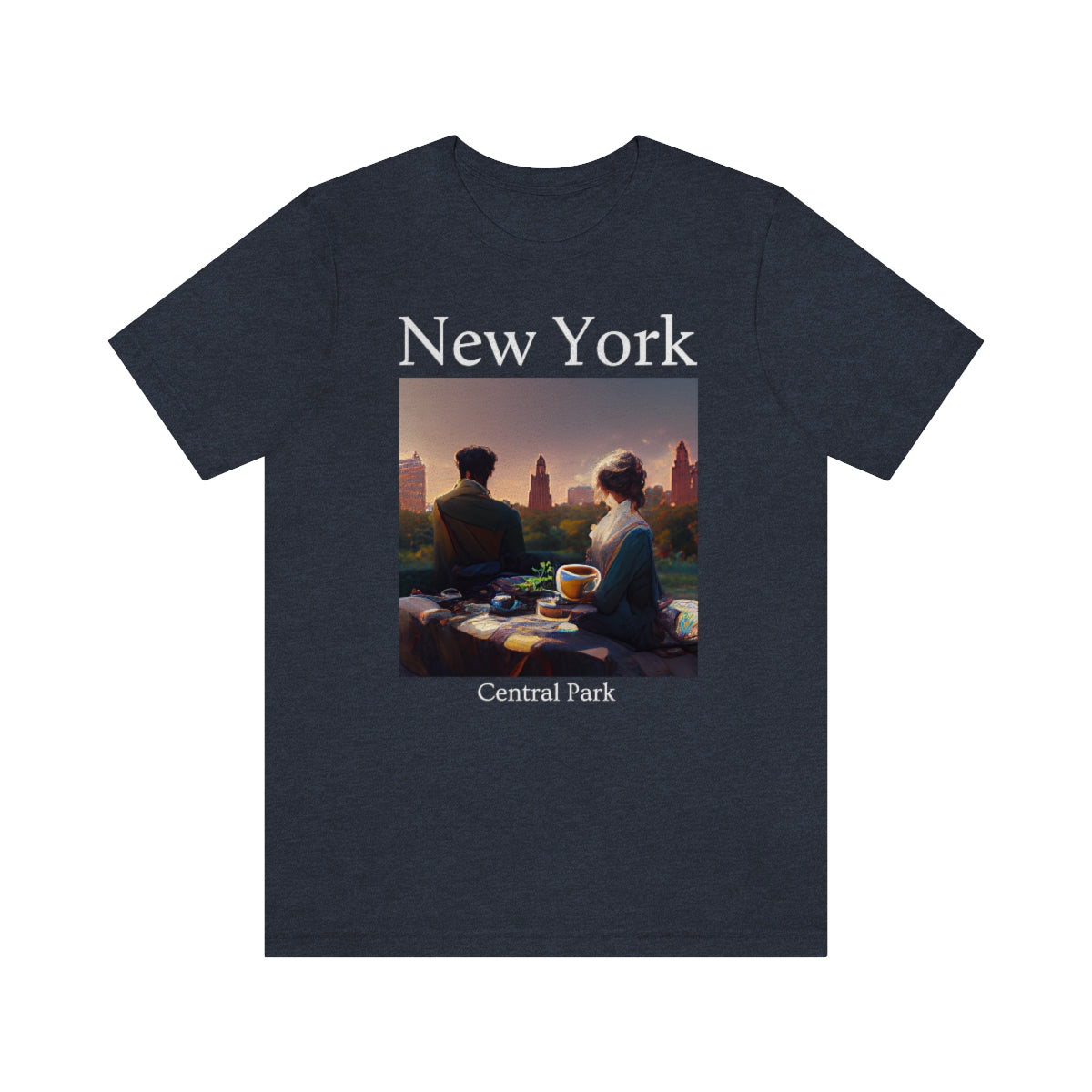 Coffee At Central Park In New York City - Original Art. Unisex Jersey Short Sleeve Tee.