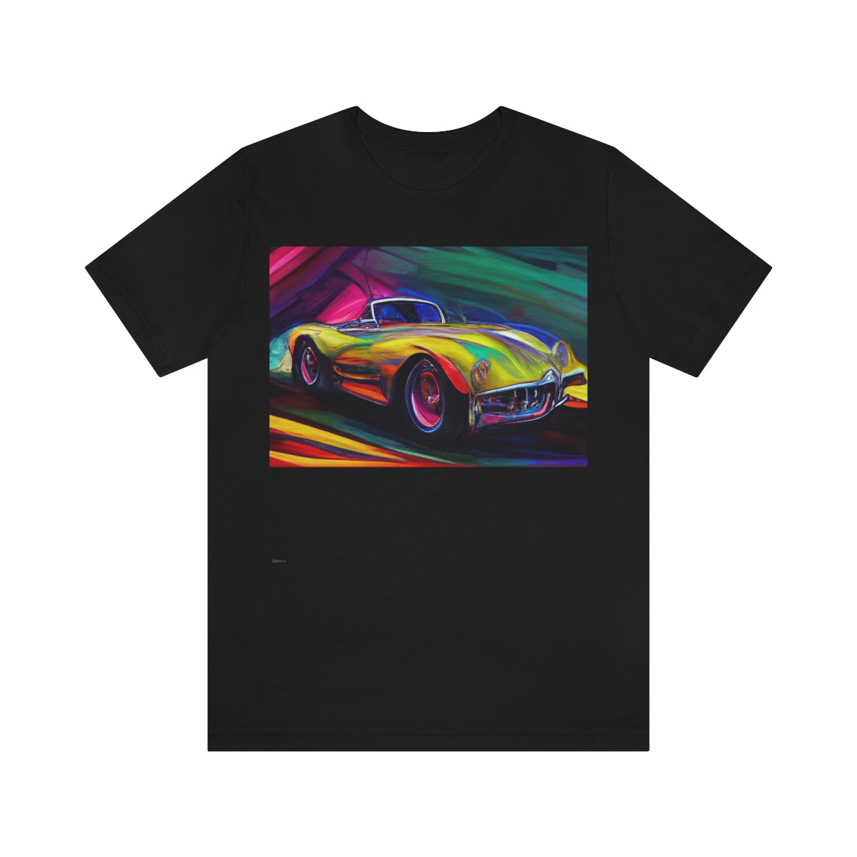 Rushing Vintage Car. Original Art. Unisex Jersey Short Sleeve Tee.